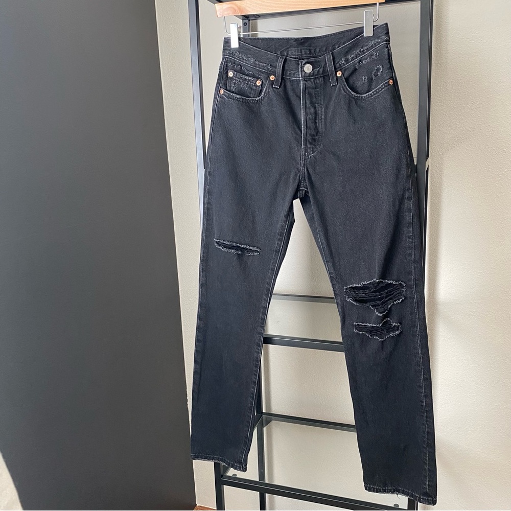 Levi’s 501 Distressed High Rise Straight Leg Jeans